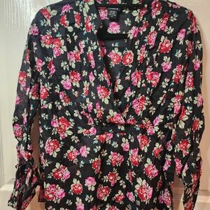 Torrid Floral Black and Pink Women's Top Size 0